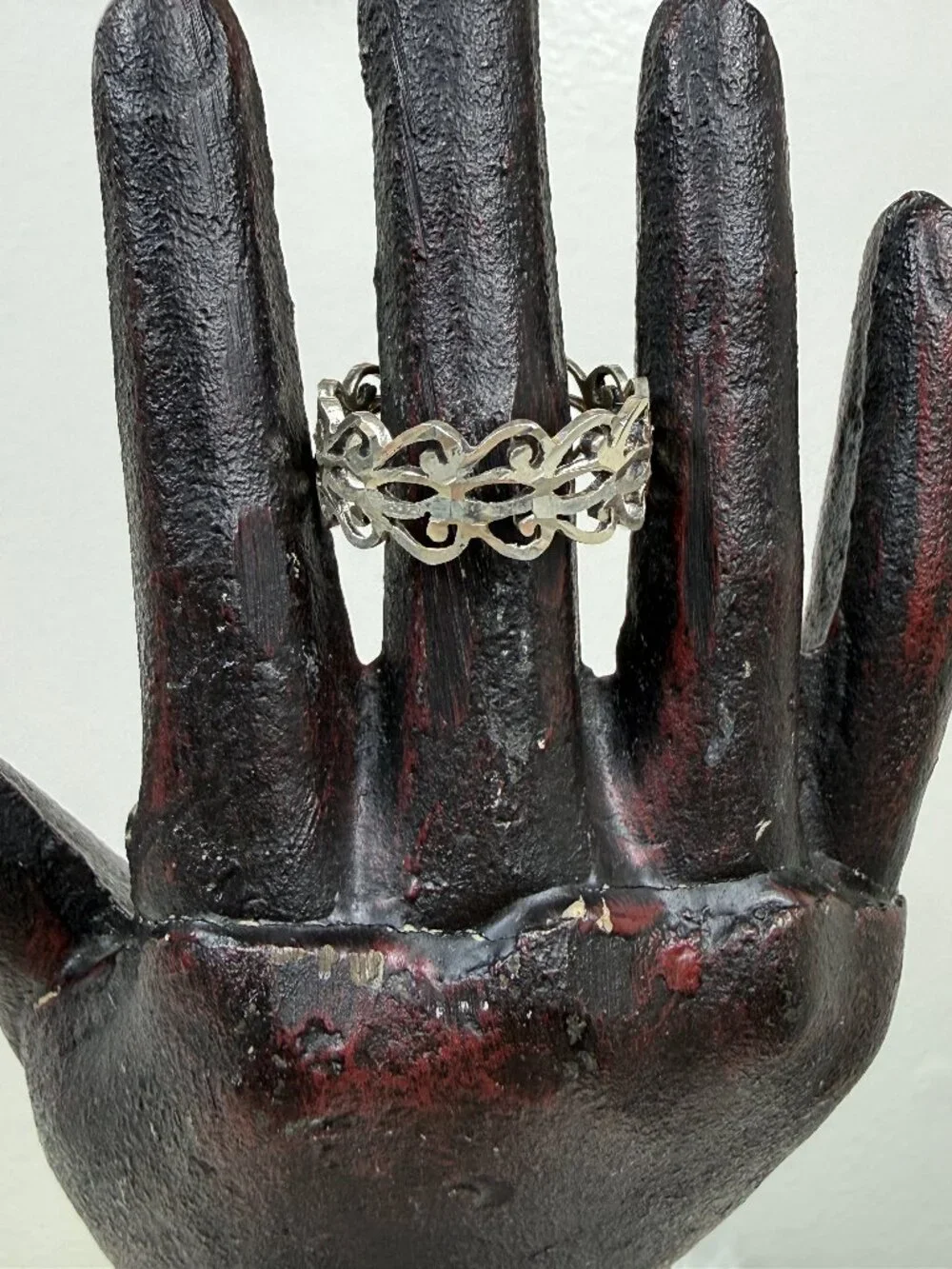 Sterling Silver Diamond Cut Open Work Ring Size 11.25